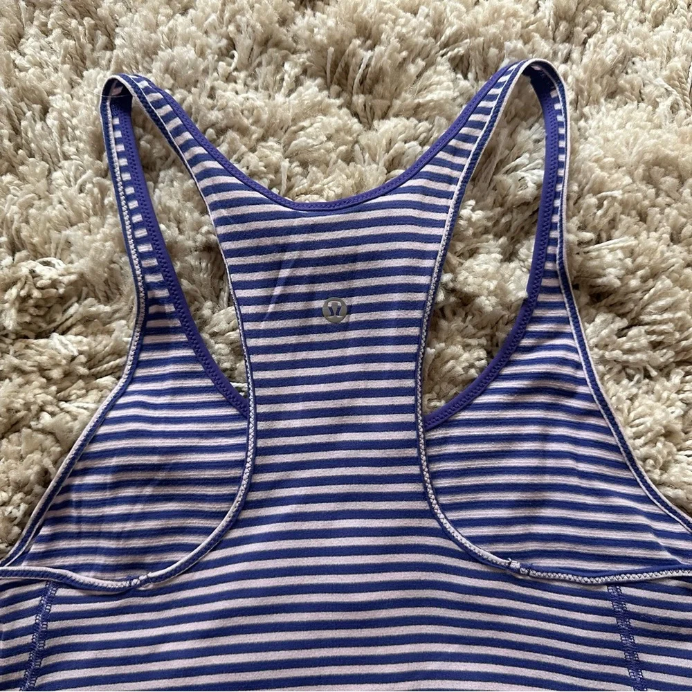 Lululemon What The Sport Singlet Tank Purple Stripe Athletic Activewear